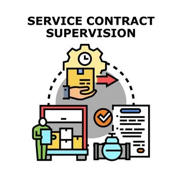 Service contract supervision process illustrating delivery and compliance Illustrazione stock