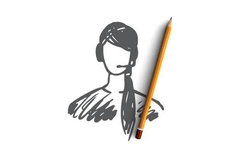 Service, customer, operator, support, help concept. Hand drawn isolated vecto Stock Illustration
