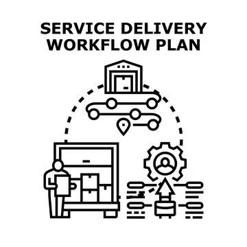 Service delivery workflow plan managing business operations Stockillustratie