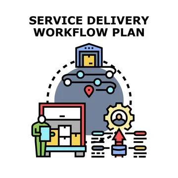 Service delivery workflow plan managing business operations Stockillustratie