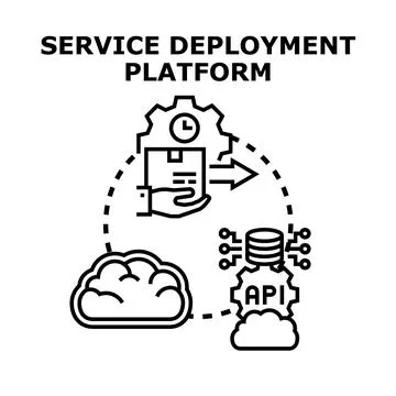 Service deployment platform for cloud computing operations Stock Illustration