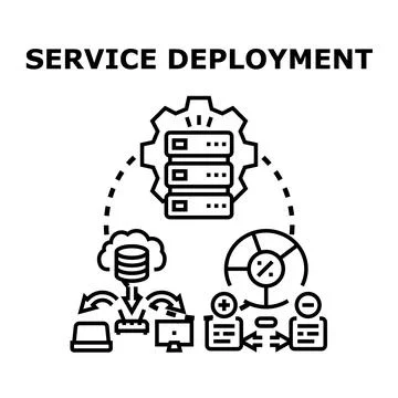 Service deployment process and cloud computing concept Stock Illustration
