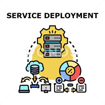 Service deployment process and cloud computing concept Иллюстрация