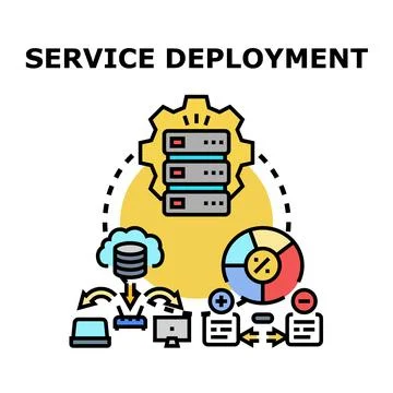 Service deployment process and cloud computing concept Stock Illustration