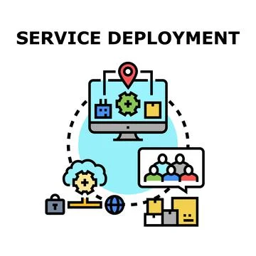 Service deployment process connecting technology, users, and data イラスト素材