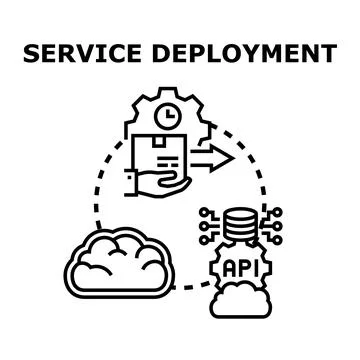 Service deployment process developing application programming interface Illustration