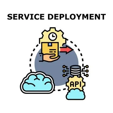 Service deployment process developing application programming interface Stock Illustration