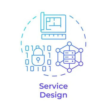 Service design blue gradient concept icon Illustrazione stock
