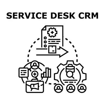 Service desk crm system managing customer relationship process Stock Illustration
