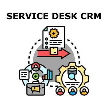 Service desk crm system managing customer relationship process Stock Illustration