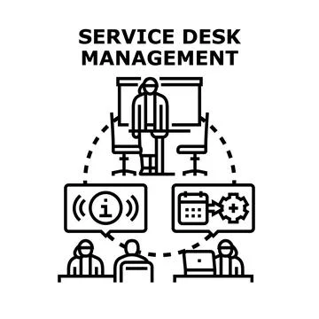 Service desk management solving client problems effectively Stock Illustration