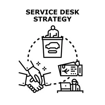 Service desk strategy for customer support management Stock Illustration