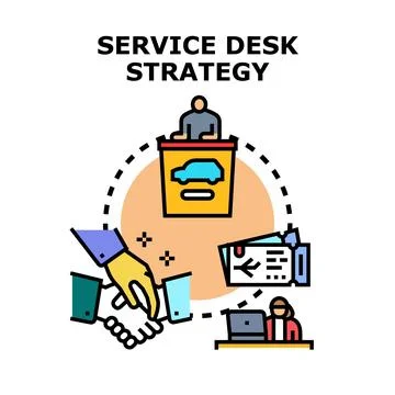 Service desk strategy for customer support management Stock Illustration