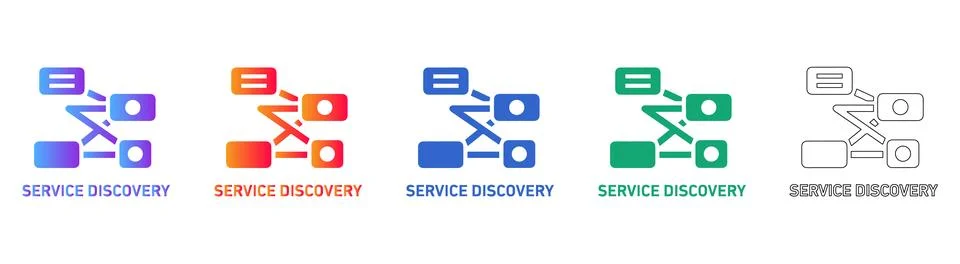 Service Discovery Data Flow Architecture Icons Stockillustratie