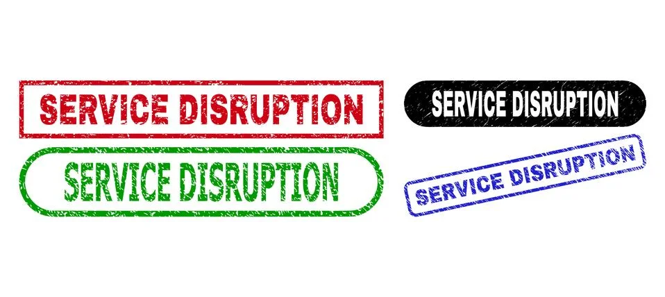 SERVICE DISRUPTION Rectangle Seals Using Distress Surface Stock Illustration