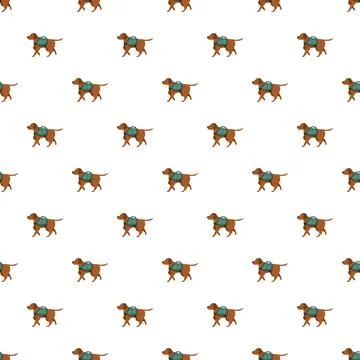 Service dog walking with backpack endless pattern Stock Illustration