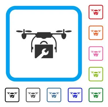 Service Drone Framed Icon Stock Illustration