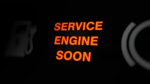 "Service Engine Soon" Warning Light Blinking on Car Dashboard Stock Footage 128408074