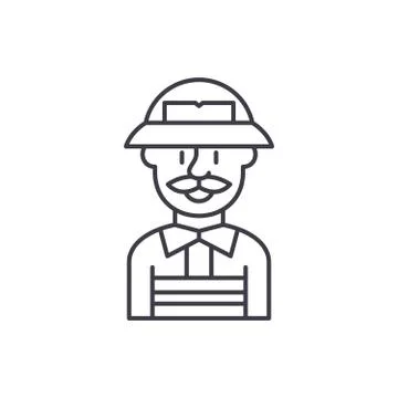 Service engineer line icon concept. Service engineer vector linear illustration Illustrazione stock