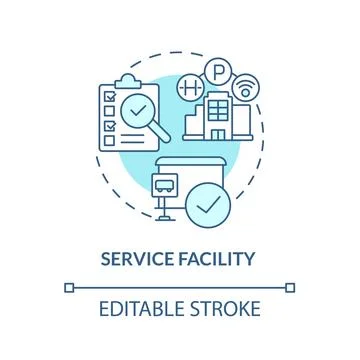 Service facility blue concept icon Stock Illustration