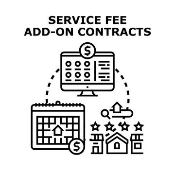 Service fee add on contracts concept for property management Stock Illustration