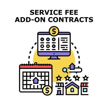Service fee add on contracts concept for property management Stock Illustration