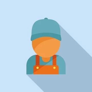 Service fix man icon flat vector. Washing machine repair Stock Illustration