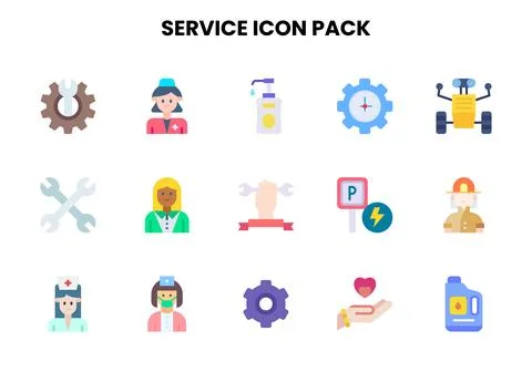 Service Flat Design Icons Pack Stock-Illustration