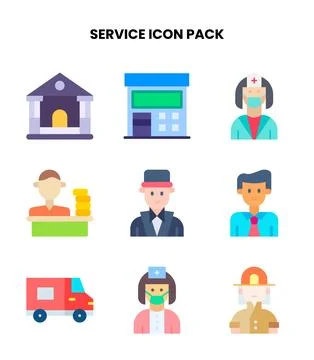Service Flat Icons Pack Stock Illustration