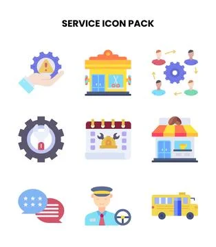 Service Flat Icons Pack Stock Illustration