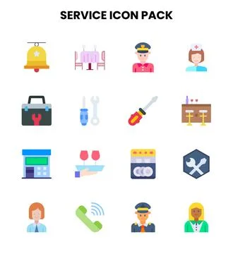 Service Flat Icons Pack Stock Illustration