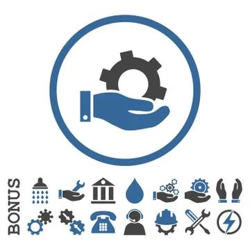 Service Flat Rounded Vector Icon With Bonus Illustrazione stock