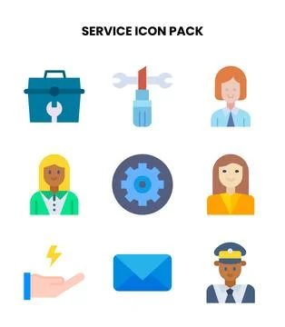 Service Flat Scalable Icons Pack Illustrazione stock