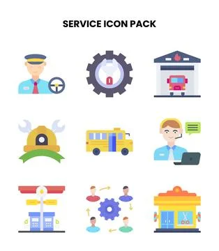 Service Flat SVG Icons Pack Stock Illustration