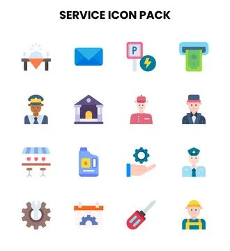 Service Flat UI Icons Pack Stock Illustration