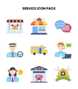 Service Flat UI Icons Pack Stock Illustration