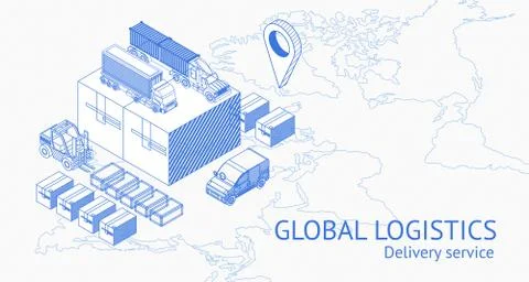 Service of global delivery in isometry Stock Illustration