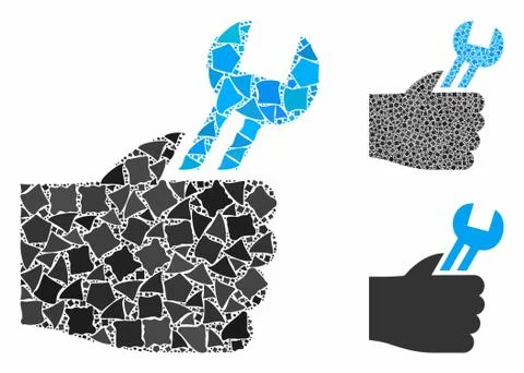 Service hand Mosaic Icon of Bumpy Elements Illustrazione stock