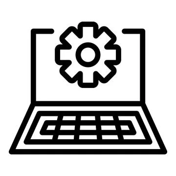 Service help computer icon, outline style Stock Illustration