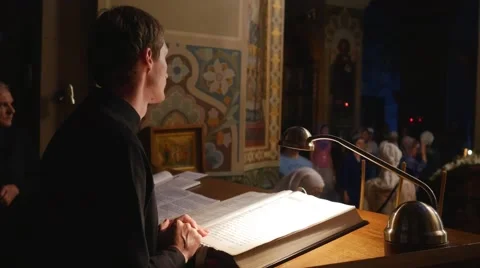 Service in the Holy Trinity Jonah's Monastery Celebration of a Mary Dormition Stock Footage 57998691