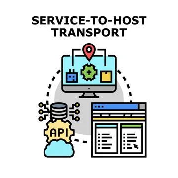 Service to host transport concept for data exchange Stock Illustration