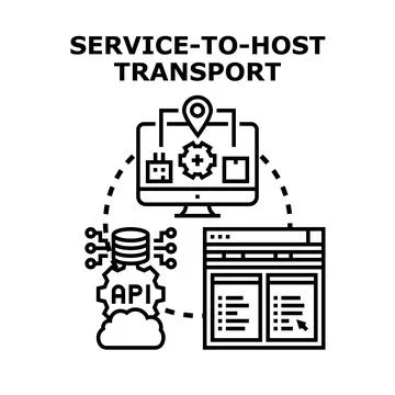 Service to host transport concept for data exchange Stock-Illustration