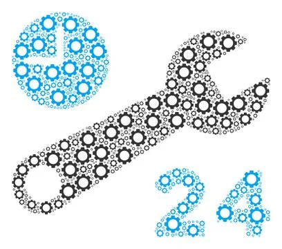 Service Hours Composition of Gears Stock-Illustration