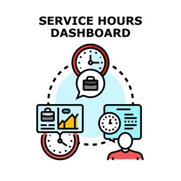 Service hours dashboard concept processing work time Stock Illustration