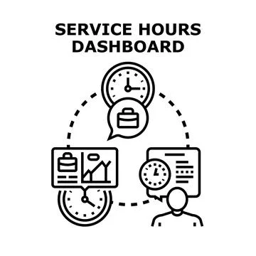 Service hours dashboard concept processing work time Stock Illustration
