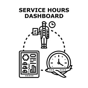 Service hours dashboard concept vector illustration Stock Illustration