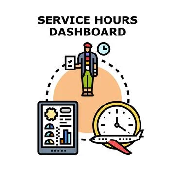Service hours dashboard concept vector illustration Stock Illustration