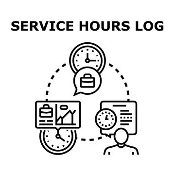Service hours log time tracking and business analysis Stock Illustration