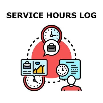 Service hours log time tracking and business analysis Stock Illustration