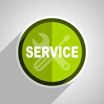 Service icon, green circle flat design internet button, web and mobile app il Stock Illustration